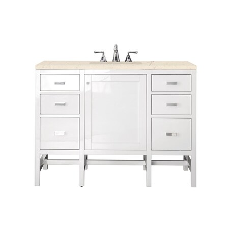 James Martin Vanities Addison 48in Single Vanity, Glossy White w/ 3 CM Eternal Marfil Top E444-V48-GW-3EMR